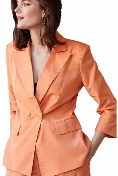 Cento - Blazer straight με βάτες 1502911-301 Πορτοκαλί