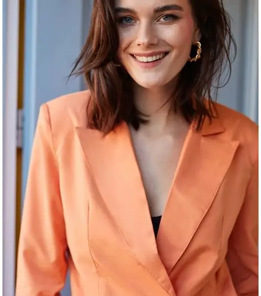 Cento - Blazer straight με βάτες 1502911-301 Πορτοκαλί 1502911-301