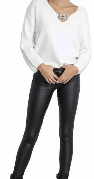 Cento - Koλάν leather με κουμπιά 1303019-999 Μαύρο