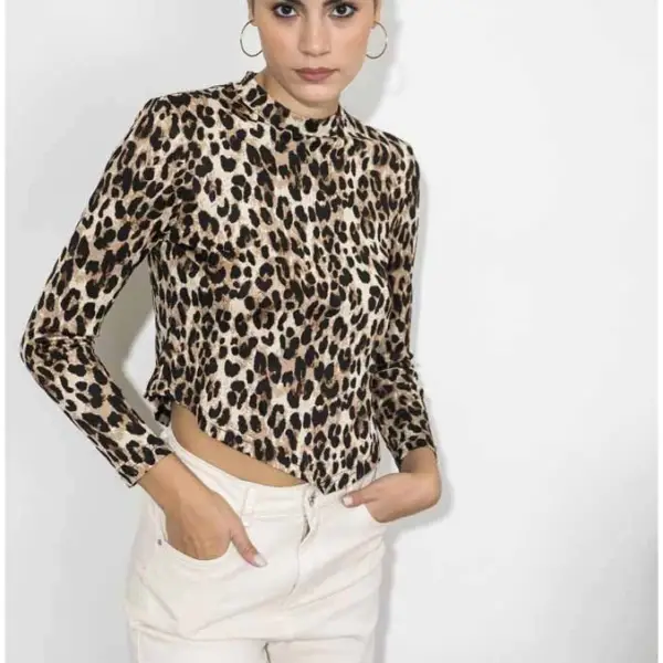 Cento - Tοπ animal print 1003022-405 Κάμελ