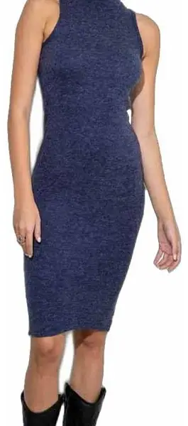 Cento - Φόρεμα midi πλεκτό αμάνικο 1103021-704 Μπλε