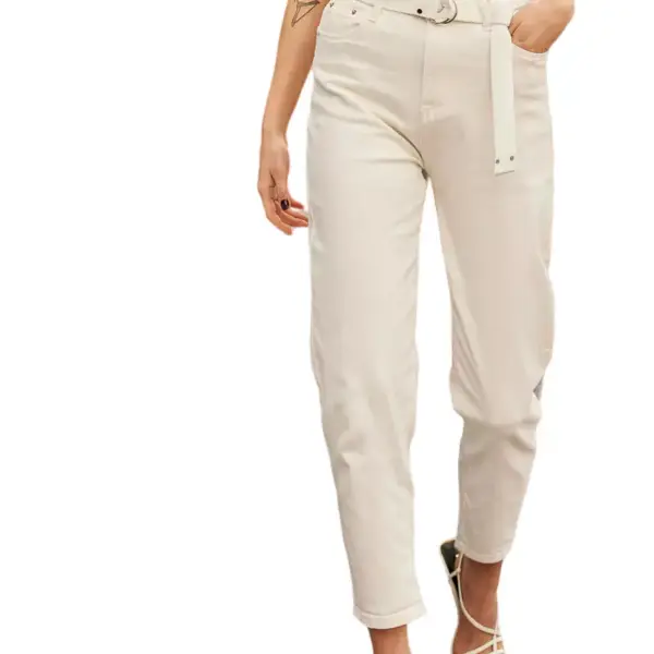 Cento - Denim υψηλόμεσο mom fit 1302918-100 Λευκό