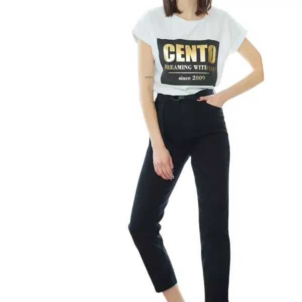 Cento - Denim υψηλόμεσο mom fit 1302918-999 Μαύρο 1302918-999