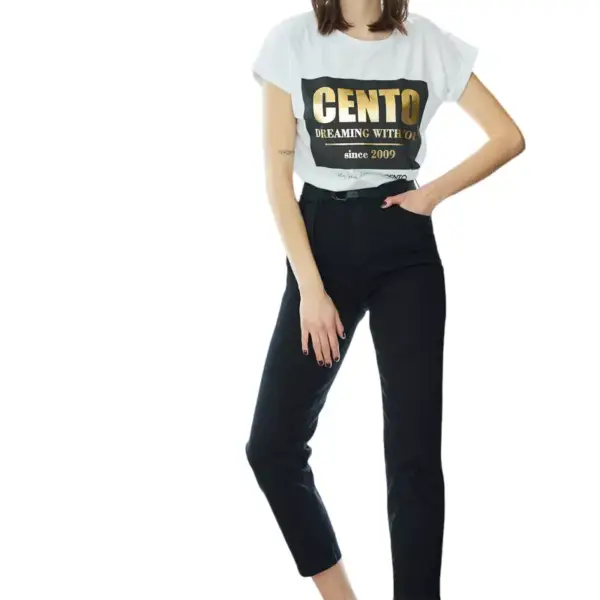 Cento - Denim υψηλόμεσο mom fit 1302918-999 Μαύρο