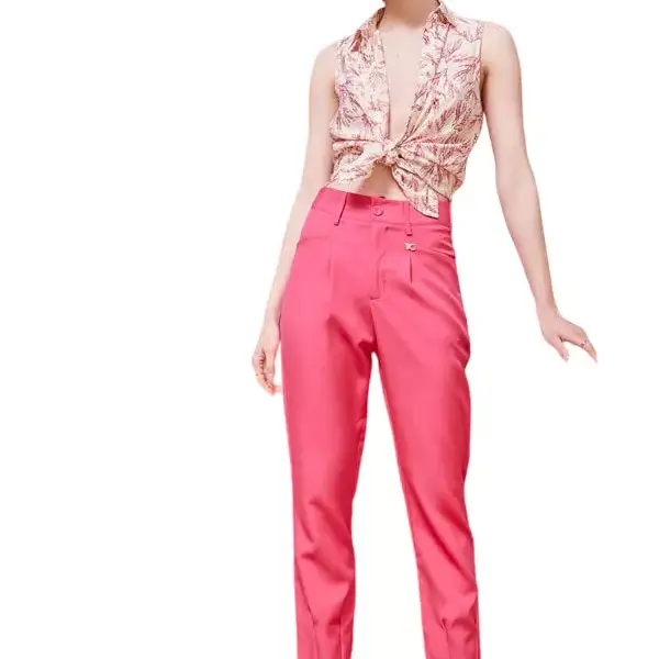 Cento - Παντελόνι straight με πιέτες 1302921-202 Φούξια