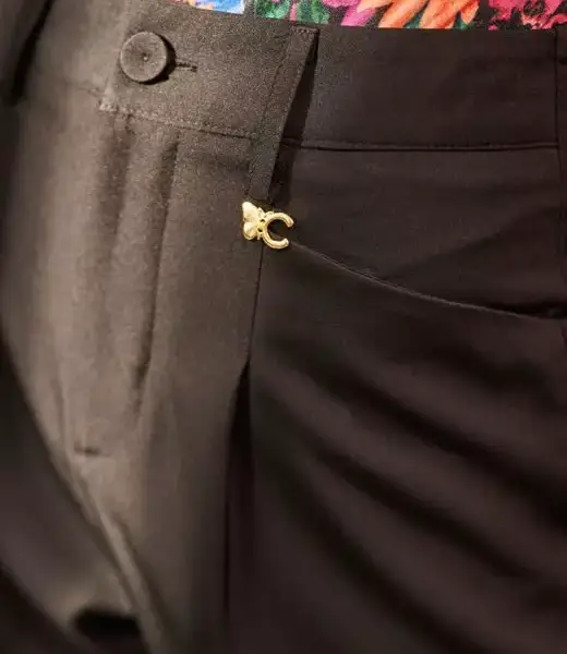 Cento - Παντελόνι straight με πιέτες 1302921-999 Μαύρο 1302921-999