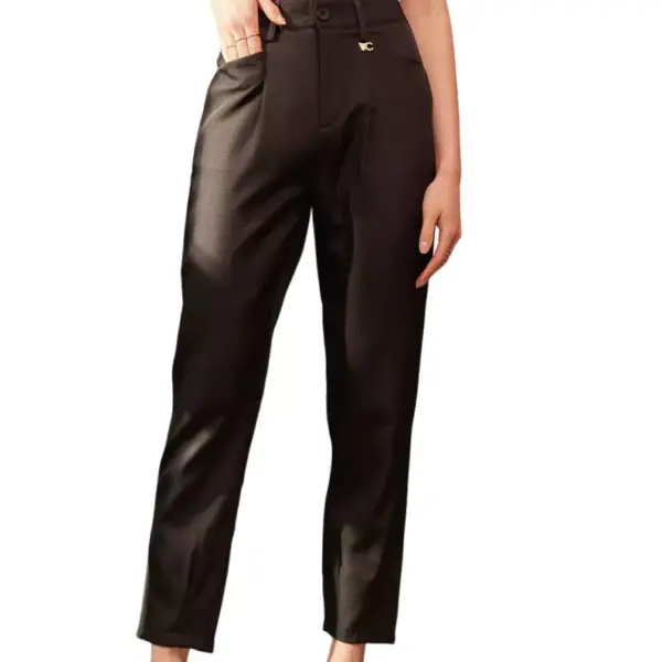 Cento - Παντελόνι straight με πιέτες 1302921-999 Μαύρο 1302921-999