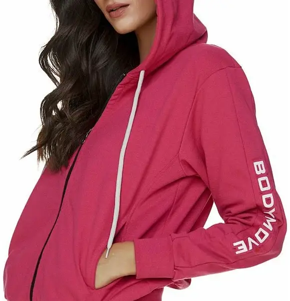 Body Move - Ζακέτα φούτερ με κουκούλα με 3D στάμπα στο μανίκι 1321 Φούξια