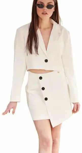 Cento - Blazer cropped με κούμπωμα 1502903-100 Λευκό