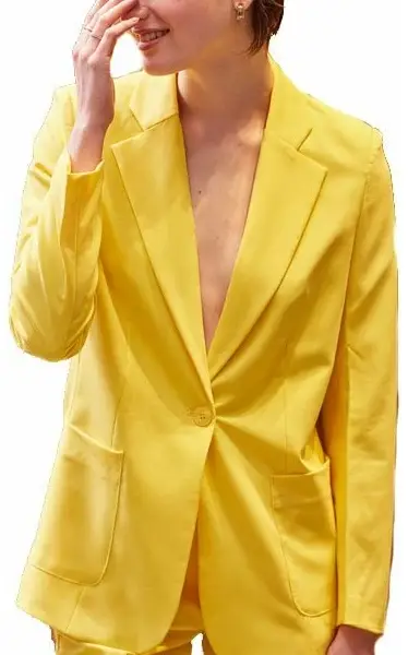 Cento - Blazer υφασμάτινο με βάτες 1502912-101 Κίτρινο