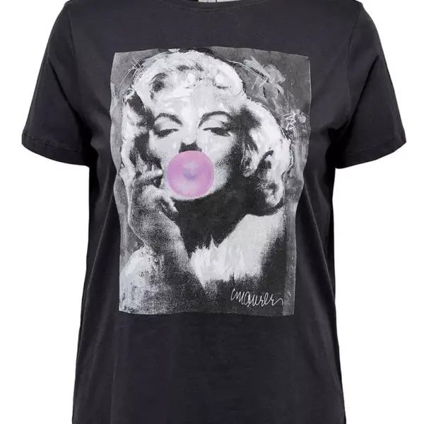 Only - Γυναικείο T-shirt με Στάμπα Marilyn Monroe 15270242 Μαύρο