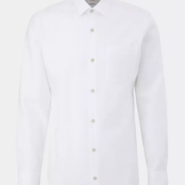s.Oliver - Ανδρικό Πουκάμισο Μακρυμάνικo 2125781-0100 Λευκό 2125781-0100