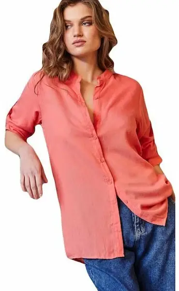 Cento - Πουκάμισο λουπέτο oversized 2702901-302 Κοραλλί