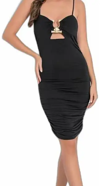 Fullahsugah - Φόρεμα με μεταλική αγκράφα στο στήθος Μαύρο