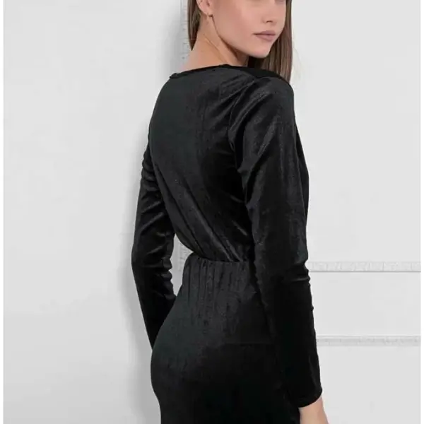 Fullahsugah - Φόρεμα Βελούδινο με στρας αγκράφα Μαύρο 3230050320026