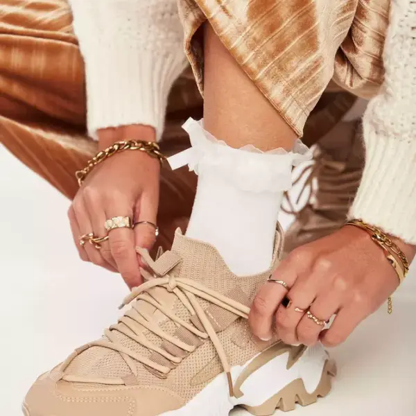 Luigi - Γυναικεία Sneakers Κάλτσα σε Συνδυασμό Χρωμάτων 3729702 Μπεζ 3729702