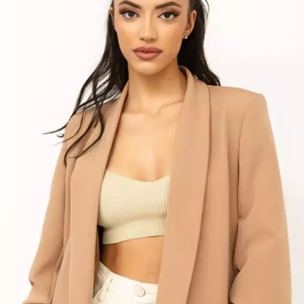 Luigi - Σακάκι Μονόχρωμο Χωρίς Κουμπιά 3819814 Μπεζ 3819814