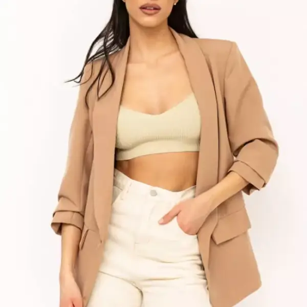 Luigi - Σακάκι Μονόχρωμο Χωρίς Κουμπιά 3819814 Μπεζ