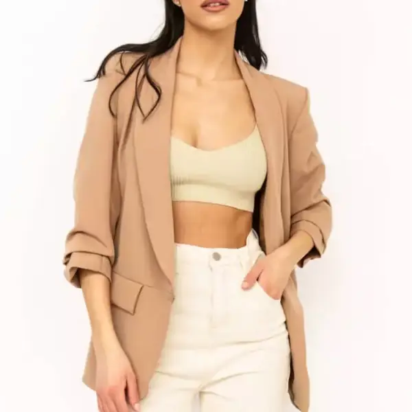 Luigi - Σακάκι Μονόχρωμο Χωρίς Κουμπιά 3819814 Μπεζ 3819814