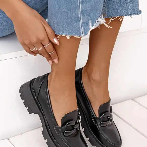 Luigi - Γυναικεία Μοκασίνια με Τρακτερώτη Σόλα & Αγκράφα 3823801 Μαύρο 3823801