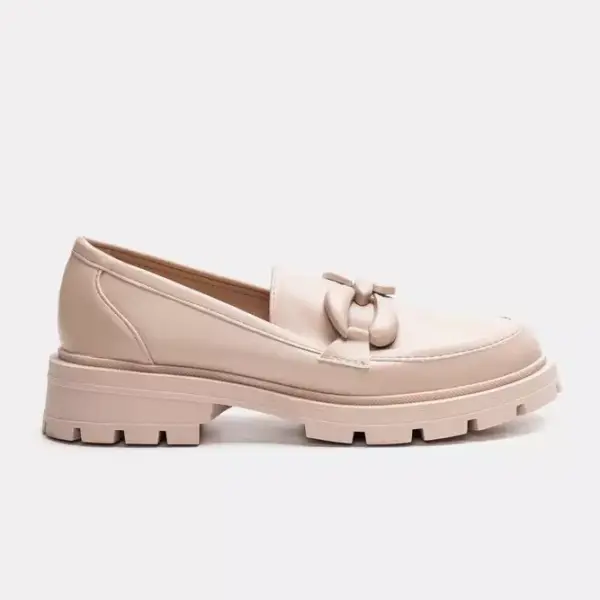 Luigi - Γυναικεία Μοκασίνια Δίσολα με Αγκράφα από Strass 3823802 Μπεζ