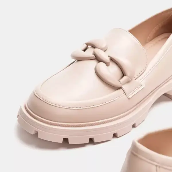 Luigi - Γυναικεία Μοκασίνια Δίσολα με Αγκράφα από Strass 3823802 Μπεζ 3828302