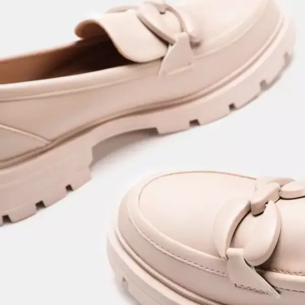 Luigi - Γυναικεία Μοκασίνια Δίσολα με Αγκράφα από Strass 3823802 Μπεζ 3828302