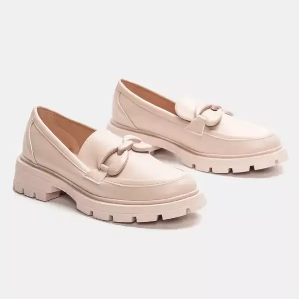 Luigi - Γυναικεία Μοκασίνια Δίσολα με Αγκράφα από Strass 3823802 Μπεζ 3828302