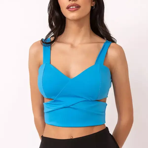 Luigi - Crop Top με Άνοιγμα στο Πλάι 3826806 Μπλε 3826806