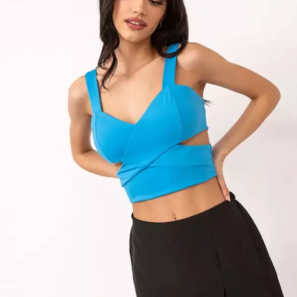 Luigi - Crop Top με Άνοιγμα στο Πλάι 3826806 Μπλε