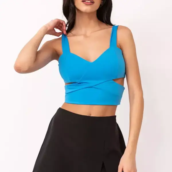 Luigi - Crop Top με Άνοιγμα στο Πλάι 3826806 Μπλε 3826806