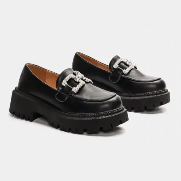 Luigi - Γυναικεία Μοκασίνια Δίσολα με Αγκράφα απο Strass 3828301 Μαύρο 3828301