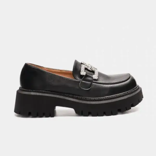 Luigi - Γυναικεία Μοκασίνια Δίσολα με Αγκράφα απο Strass 3828301 Μαύρο