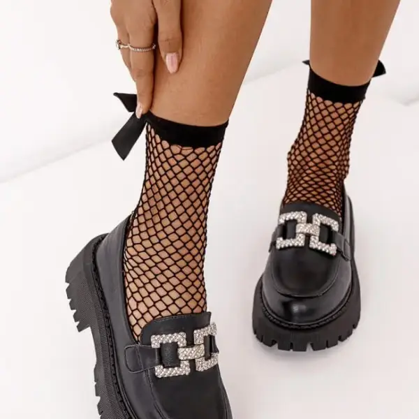 Luigi - Γυναικεία Μοκασίνια Δίσολα με Αγκράφα απο Strass 3828301 Μαύρο 3828301