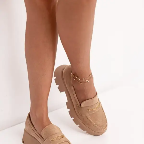 Luigi - Γυναικεία Μοκασίνια Suede με Τρακτερωτή Σόλα 3828797 Μπεζ 3828797