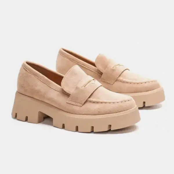 Luigi - Γυναικεία Μοκασίνια Suede με Τρακτερωτή Σόλα 3828797 Μπεζ 3828797