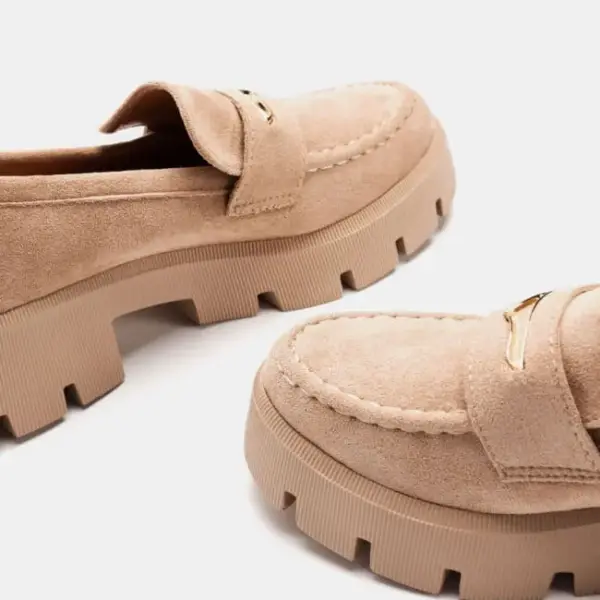 Luigi - Γυναικεία Μοκασίνια Suede με Τρακτερωτή Σόλα 3828797 Μπεζ 3828797