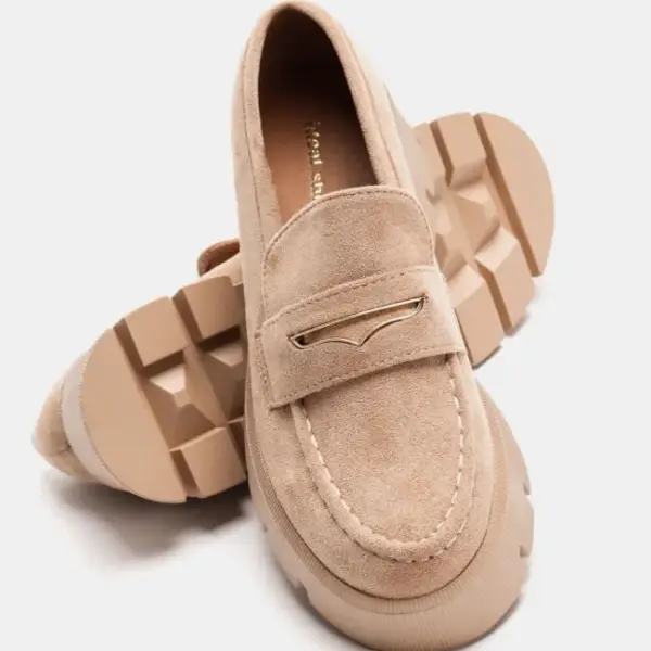 Luigi - Γυναικεία Μοκασίνια Suede με Τρακτερωτή Σόλα 3828797 Μπεζ 3828797