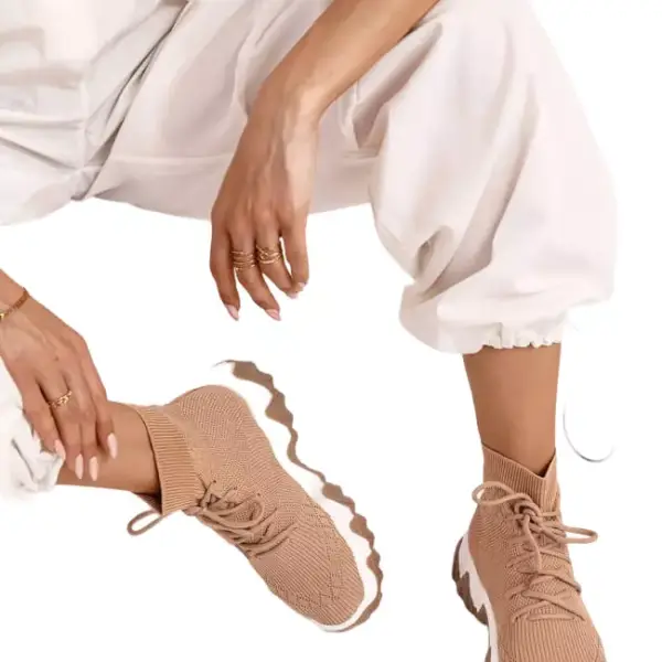 Luigi - Γυναικεία Sneakers Κάλτσα με Κορδόνια 3835197 Μπεζ 3835197