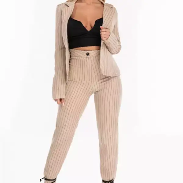 Luigi - Σετ Ρούχων Ριγέ Σακάκι & Παντελόνι 3841902 Μπεζ