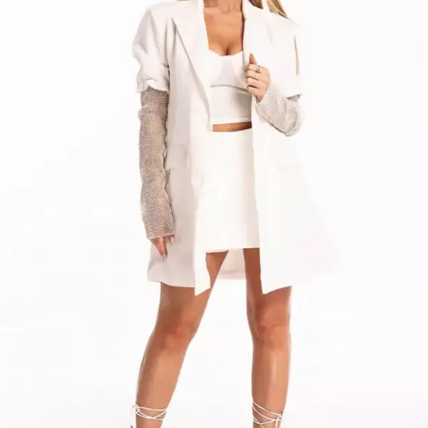 Luigi - Σακάκι με Μανίκια Δίχτυ από Strass 3844902 Μπεζ