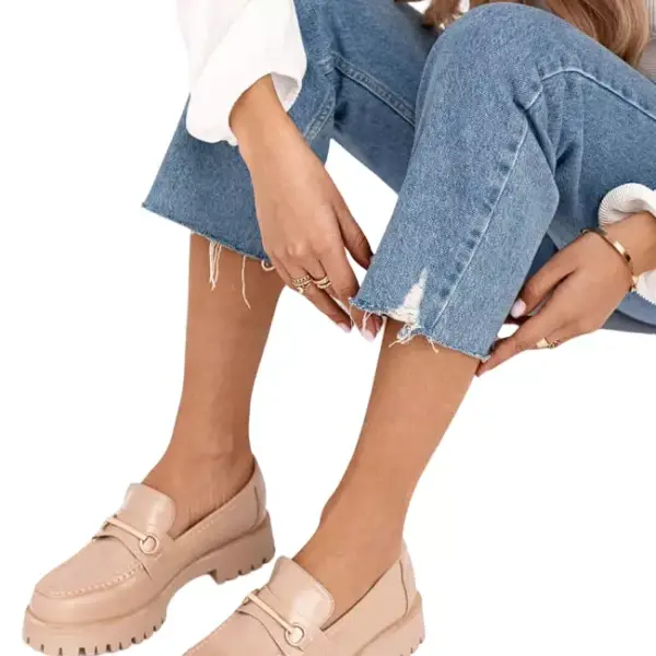 Luigi - Γυναικεία Μοκασίνια με Τρακτερωτή Σόλα & Διακοσμητική Αγκράφα 3853802 Μπεζ 3853802