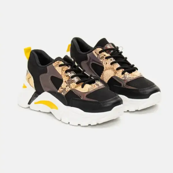 Luigi - Γυναικεία Sneakers σε Συνδυασμό Υλικών & Χρωμάτων 3878301 Μαύρο 3878301