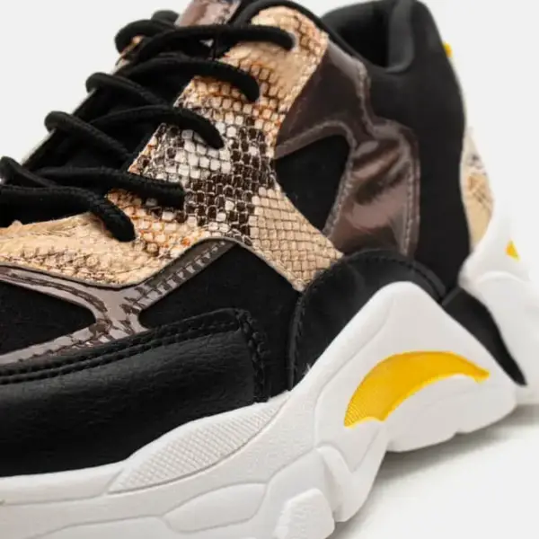 Luigi - Γυναικεία Sneakers σε Συνδυασμό Υλικών & Χρωμάτων 3878301 Μαύρο 3878301