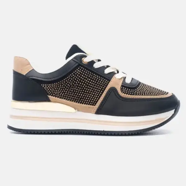 Luigi - Γυναικεία Sneakers σε Συνδυασμό Χρωμάτων με Strass 3885701 Μαύρο