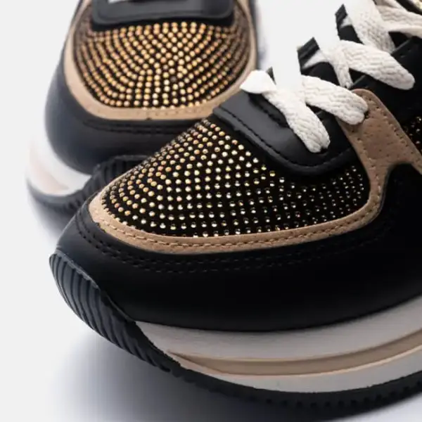 Luigi - Γυναικεία Sneakers σε Συνδυασμό Χρωμάτων με Strass 3885701 Μαύρο 3885701