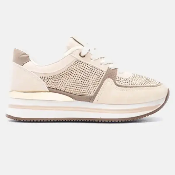 Luigi - Γυναικεία Sneakers σε Συνδυασμό Χρωμάτων με Strass 3885702 Μπεζ