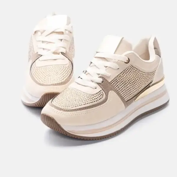 Luigi - Γυναικεία Sneakers σε Συνδυασμό Χρωμάτων με Strass 3885702 Μπεζ 3885702