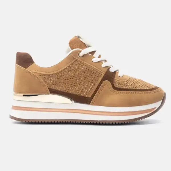 Luigi - Γυναικεία Sneakers σε Συνδυασμό Χρωμάτων με Strass 3885718 Κάμελ