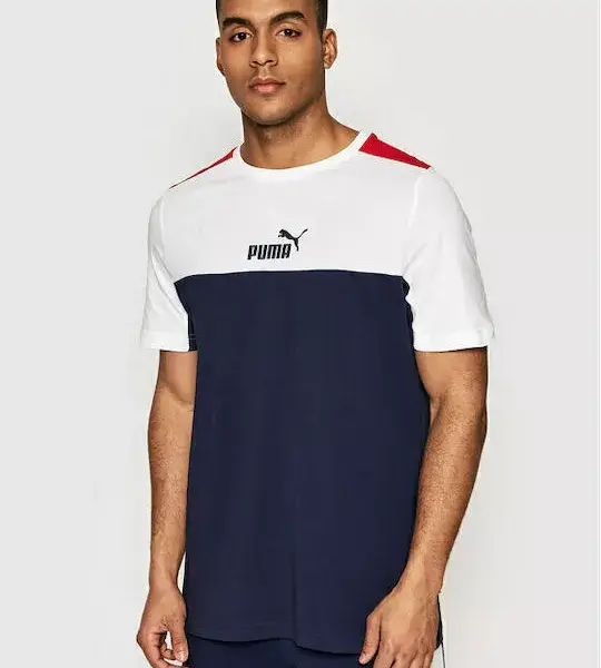 Puma - Essential Ανδρικό T-shirt με Λογότυπο 847426-06 Μπλε Ναυτικό/Λευκό/Κόκκινο